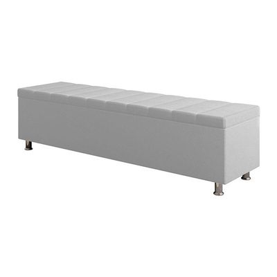 Calçadeira Baú Recamier Estofado Casal 140 Cm ônix Corino Branco