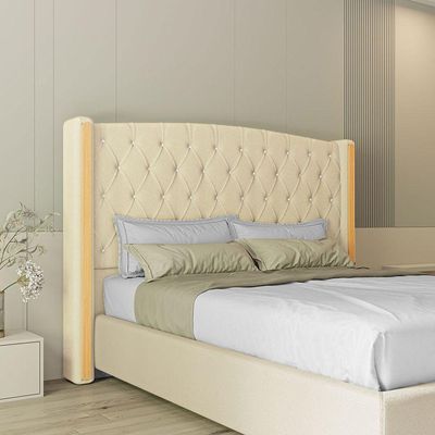 Cabeceira Estofada Casal 140 Cm Zirconio Linho Creme