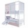 Beliche Casinha Reta 02 Gavetas Rosa Grade Removível Escorregador E Cortina Madeira Maciça Branco/ Rosa Housin