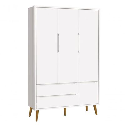 Jogo De Quarto Para Bebê Completo 3 Portas Théo New Branco Fosco Com Madeira - Moveisaqui
