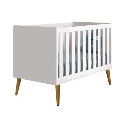 Jogo De Quarto Para Bebê Completo 3 Portas Théo New Branco Fosco Com Madeira - Moveisaqui