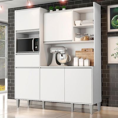 Kit Cozinha Compacta 5 Portas 160 Cm Isabel Branco Reajl Moveis Branco
