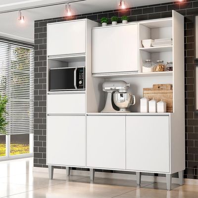 Kit Cozinha Compacta 5 Portas 160 Cm Isabel Branco Reajl Moveis Branco