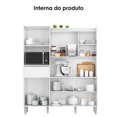 Kit Cozinha Compacta 5 Portas 160 Cm Isabel Branco Reajl Moveis Branco