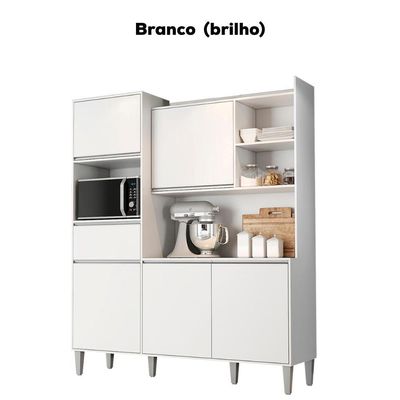 Kit Cozinha Compacta 5 Portas 160 Cm Isabel Branco Reajl Moveis Branco