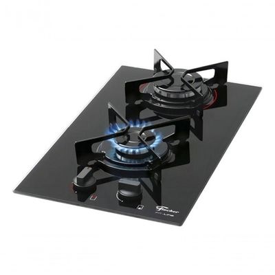 Fogão Cooktop Com Alimentação Gás Fischer Preto 2 Queimadores Bivolt