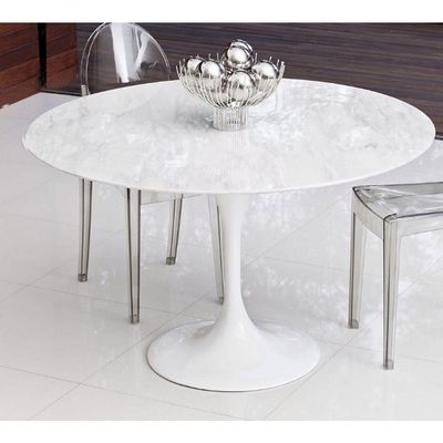 Mesa de Jantar Tulipa Saarinen Redonda 100cm Mármore Branco