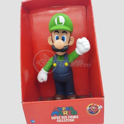 Boneco Action Figure Luigi Articulado Colecionável Grande Super Size 23cm - Super Mario World