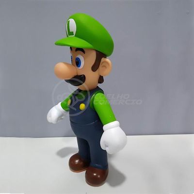 Boneco Action Figure Luigi Articulado Colecionável Grande Super Size 23cm - Super Mario World
