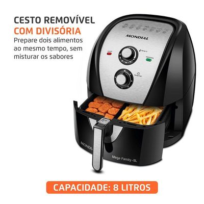 Fritadeira Sem Óleo Air Fryer 8L Mondial Preto/Inox 1900W AFD-80-BI 220V