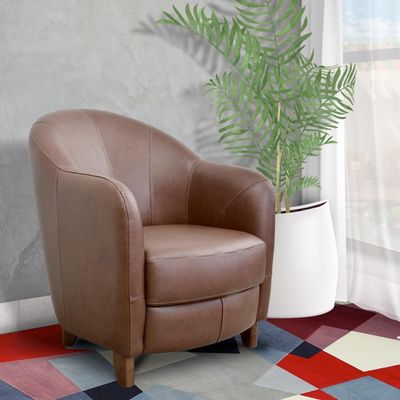 Kit 3 Poltronas Decorativas Sala de Estar Pés Madeira Kairós Couro Caramelo - Gran Belo