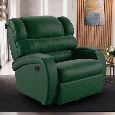 Poltrona do Papai Sala de Cinema Reclinável Kylie Glider Manual Giratória PU Verde Musgo G23