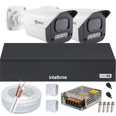 Kit 2 Câmeras 1080p Full Color C/Áudio Dvr Intelbras 4ch S/HD