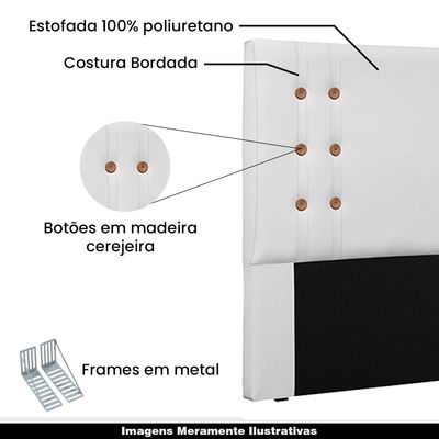 Cabeceira Decorativa King Size 1,95M Kors PU Branco - Gran Belo