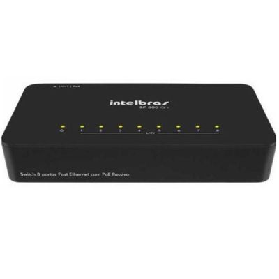 Hub Switch 8 Portas Intelbras SF-800 Q+ Fast Ethernet 10/100 Mbps