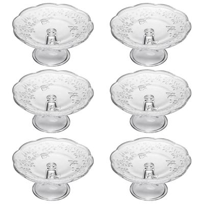 6 Boleiras Cristal 19cm Pratos com Pé Lyor New Butterfly Tortas Buffets Eventos Suporte