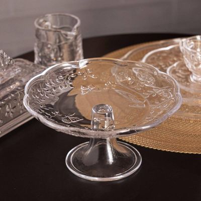 6 Boleiras Cristal 19cm Pratos com Pé Lyor New Butterfly Tortas Buffets Eventos Suporte