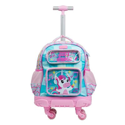 Mochila de 4 Rodinhas Feminina Unicórnio Just Dance Verde Água U / Verde claro