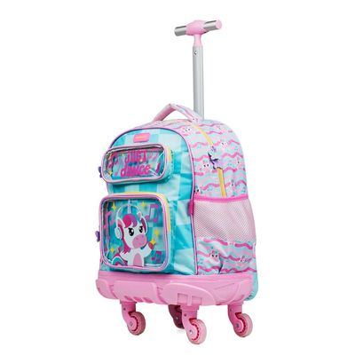 Mochila de 4 Rodinhas Feminina Unicórnio Just Dance Verde Água U / Verde claro