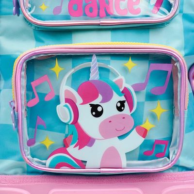 Mochila de 4 Rodinhas Feminina Unicórnio Just Dance Verde Água U / Verde claro