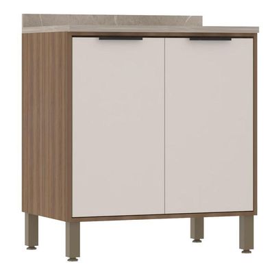 Balcão De Cozinha Com Tampo 80 Cm 2 Portas De Abrir Aspen Luciane Móveis beige