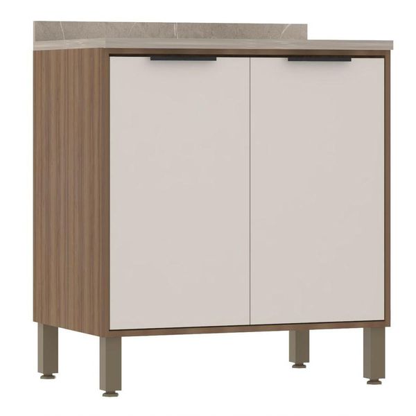 Balcão De Cozinha Com Tampo 80 Cm 2 Portas De Abrir Aspen Luciane Móveis beige