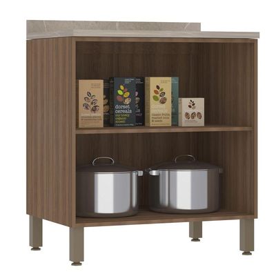 Balcão De Cozinha Com Tampo 80 Cm 2 Portas De Abrir Aspen Luciane Móveis beige