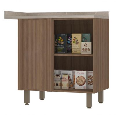 Balcão De Cozinha Com Tampo Canto Reto 95 Cm 1 Porta Aspen Luciane Móveis beige