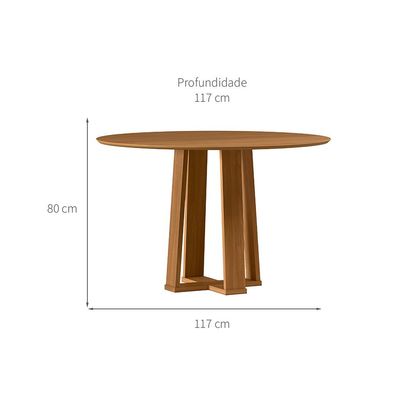 Mesa de Jantar Redonda com Tampo de MDF Isabela Ypê 117 cm