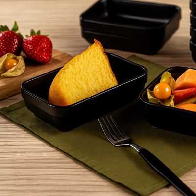 Travessa Cheff Retangular 250ml Preta em Polipropileno