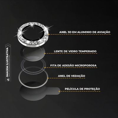 Protetor De Lente Para Iphone 15 Pro Max - One Armor - Frame Para Câmera - Glitter - Gshield