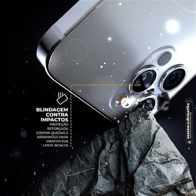 Protetor De Lente Para Iphone 15 Pro Max - One Armor - Frame Para Câmera - Glitter - Gshield