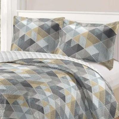 Kit Cobre Leito Colcha Daily Queen 3 Peças Dupla Face Estampado - Modelo 66 - 100% Poliéster