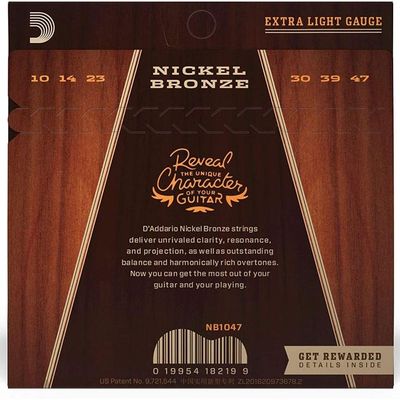 Encordoamento Para Violão Aço Nb1047 .010 ~ .047 Níquel Bronze D Addario