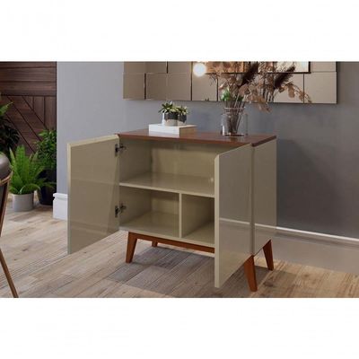 Buffet Aparador Ares 2 Portas Off White Com Freijó - Moveisaqui