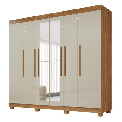 Guarda-roupa De Casal 100% Mdf 6 Portas 4 Gavetas Inglaterra Com Espelho