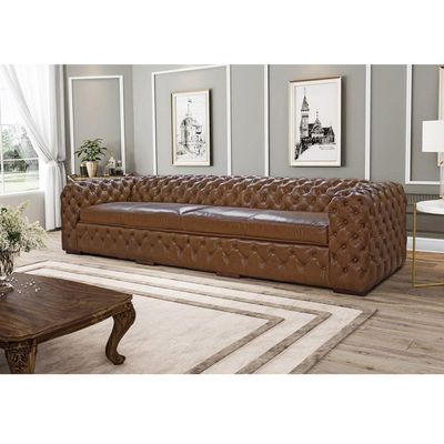 Sofá 3 Lugares Astúria 240cm Couro Mel - Gran Belo