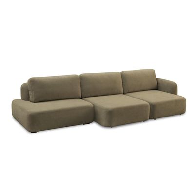 Sofá Decorativo Santiago 4 Lugares 312cm Sala de Estar Retrátil Modulado Bouclê Castor G89 - Gran Belo