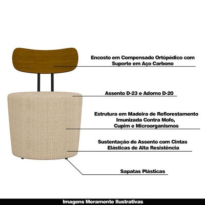 Poltrona Decorativa Addams Linho Champagne - Gran Belo