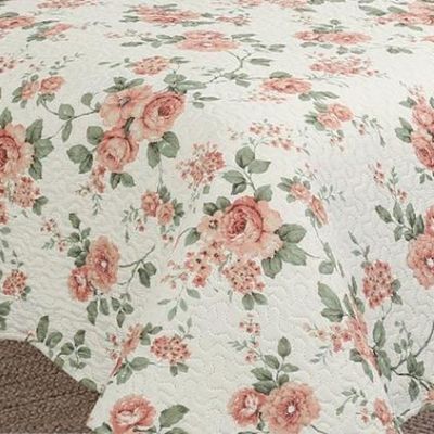 Kit Cobre Leito Colcha Mix King Estampado Dupla Face Floral 3 Peças - Débora