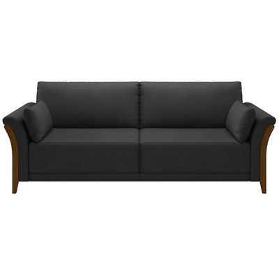 Sofá Decorativo 3 Lugares 222cm Market PU Preto - Gran Belo
