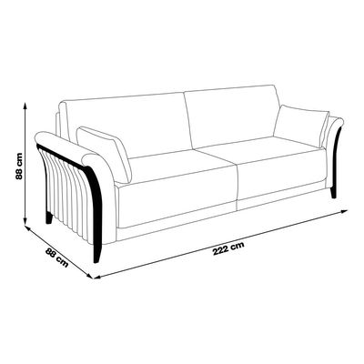 Sofá Decorativo 3 Lugares 222cm Market PU Preto - Gran Belo