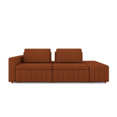 Sofá Ilha com Encosto e Almofadas Móveis Olimpo 245cm Modulado Linho Terracota G45 - Gran Belo