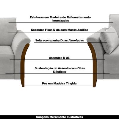 Conjunto Decorativo Poltrona e Sofá 222cm Market Veludo Cinza - Gran Belo