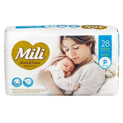 Fralda Descartável Mili  Love & Care Tam: P   4 Pacotes c/ 28 - Premium