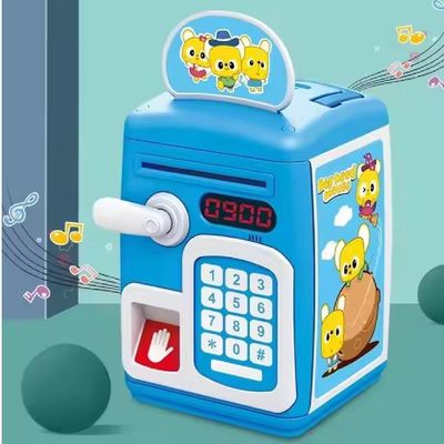 Cofre Digital Infantil Cofrinho Completo Com Senha Automatico Impressao Digital Biometria Teclado Moedas