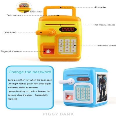 Cofre Digital Infantil Cofrinho Completo Com Senha Automatico Impressao Digital Biometria Teclado Moedas