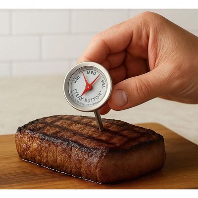 Termometro Culinario Espeto Inox Analogico Temperatura Ponto Carne Churrasco Aves Steak Prepare Perfeitamen