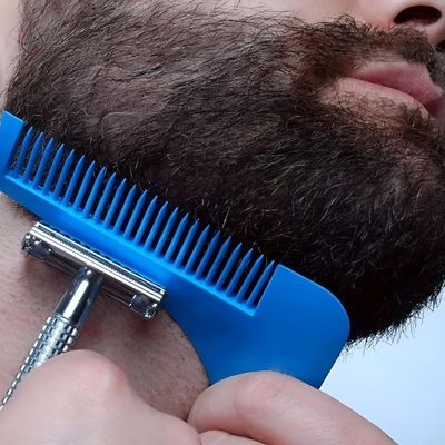 Pente Modelador Aparador De Barba Bigode Pelos Barbeiro Barbearia Azul