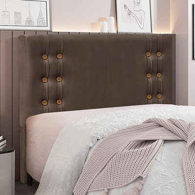 Cabeceira Decorativa Queen Size 1,60M Kors Veludo Marrom - Gran Belo